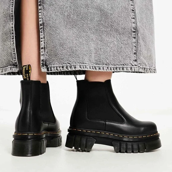 Dr. Martens x Free People Audrick Chelsea Platform 5 Black Smooth Nappa Leather